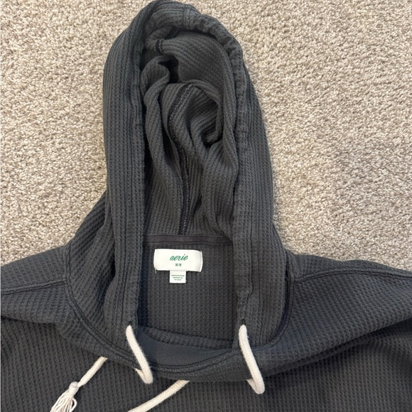 Aerie Cozy Waffle Hoodie Gray Size Medium - Picture 3 of 5